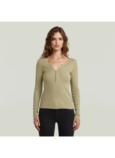 T-shirt Deep V Henley Slim