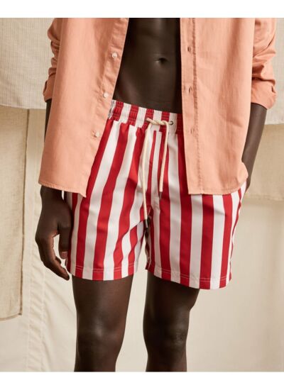 Maillot de bain rayé écru & bleu clair