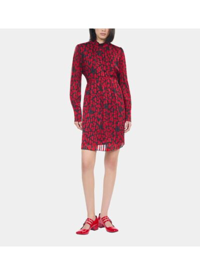 Robe Courte Plissée Imprimé Cœurs Femme