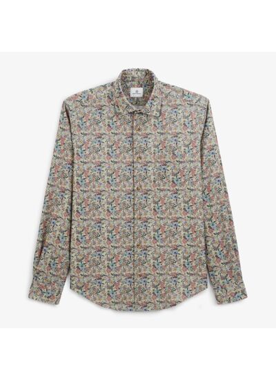 Chemise en velours fleurie lilas