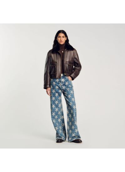 Blouson en cuir vieilli