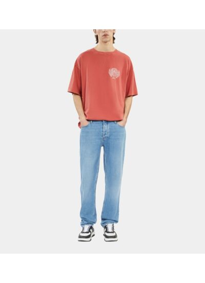 T-Shirt Rouge Avec Sérigraphie Blason Homme