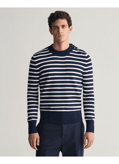 Pull ras du cou en coton Breton Striped Shiny