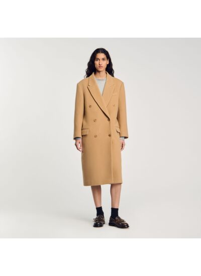 Manteau long en laine mélangée