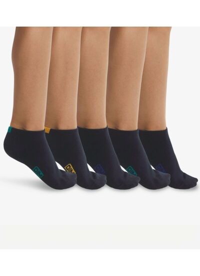 Lot de 5 paires de socquettes enfant en coton Bleu Marine Écodim