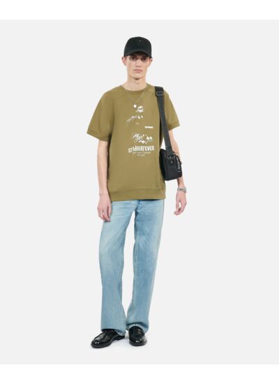Sweatshirt Kaki Manches Courtes Sérigraphie Kooples Fever Homme