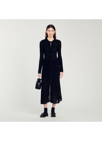 Robe longue en maille effet velours