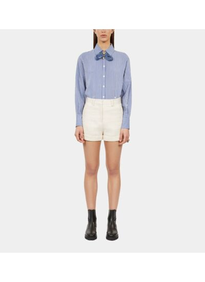 Short Écru En Tweed Femme