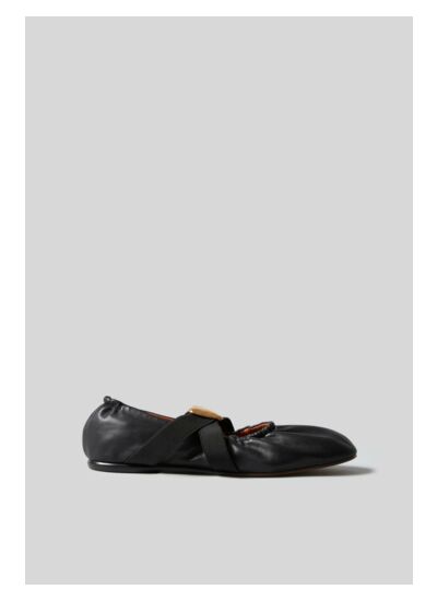 Ballerines cuir cœur doré