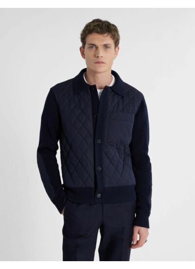 Cardigan Emanuel en laine et coton marine
