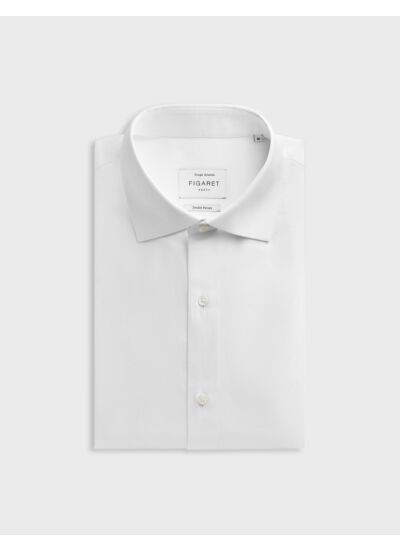 Chemise col italien en chevron uni blanc
