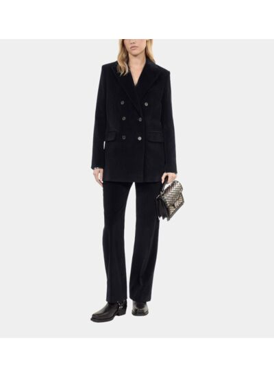 Veste Tailleur En Velours Côtelé Noir Femme