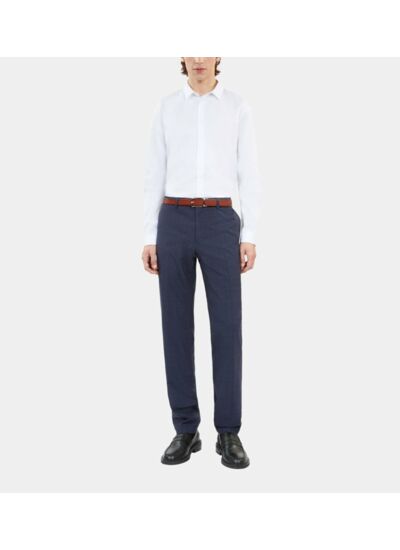 Pantalon De Costume Prince De Galles Bleu Marine En Laine Homme