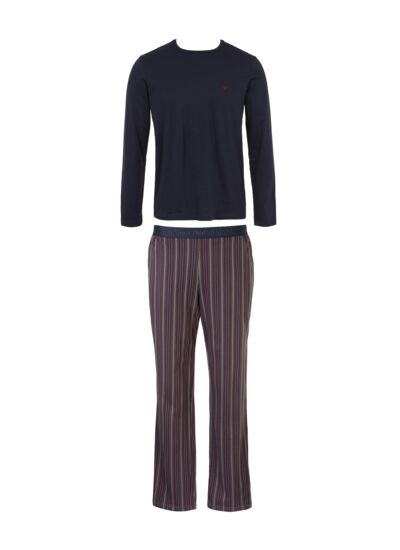 Pyjama long en maille pour homme - marine/stampa righe