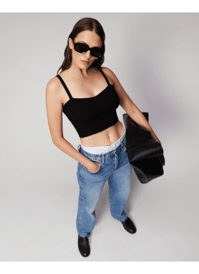 Top Bretelle À Côtes Decollete Coeur