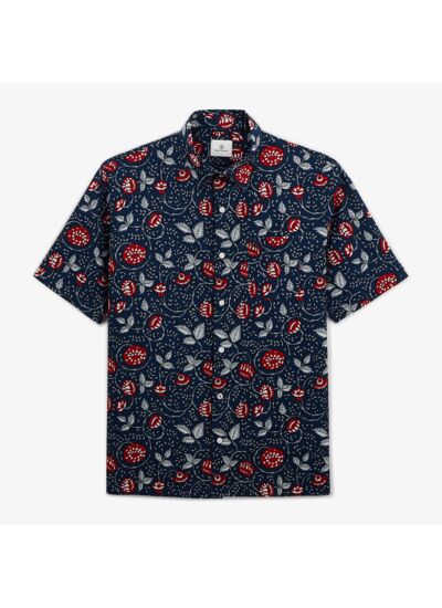 Chemise manches courtes San indigo imprimé batik