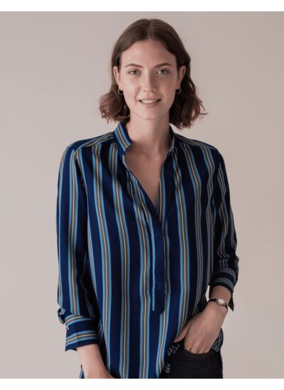 Blouse Sandra en viscose rayée marine