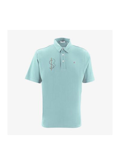 Polo manches courtes en coton avec broderie SB bleu dragée