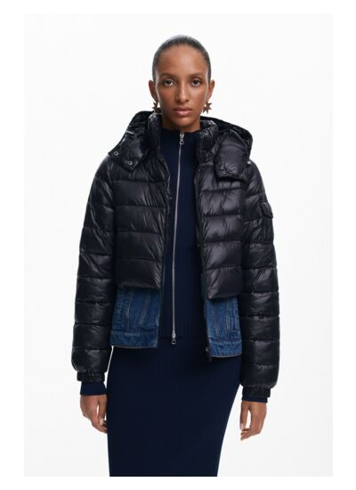 Manteau court matelassé combiné