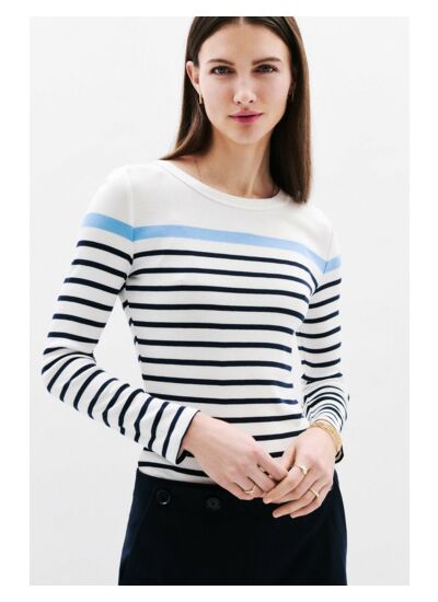 T-shirt lana à rayures