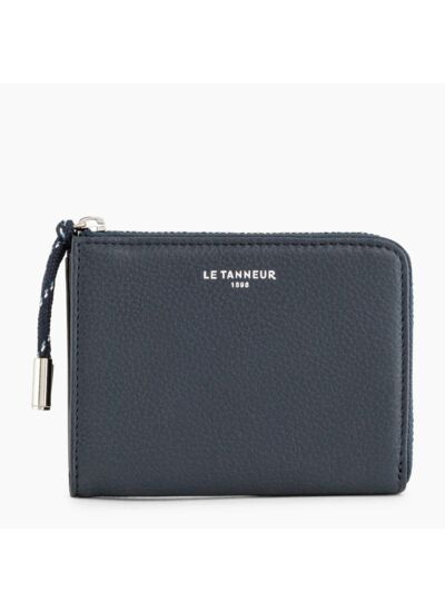 Porte monnaie zip en L Nathan en cuir grainé
