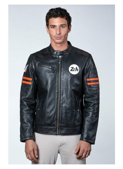 Blouson cuir 24H le mans Erwan noir