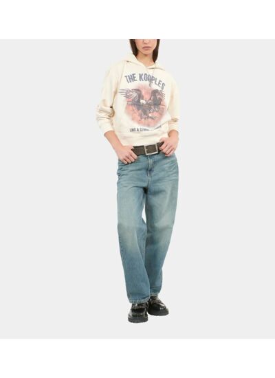 Sweatshirt À Capuche Écru Femme