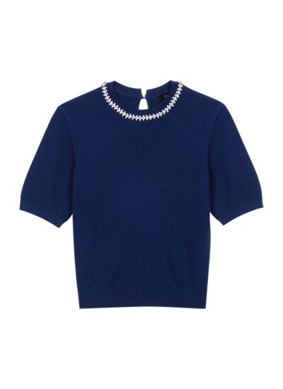 Pull court en maille avec strass