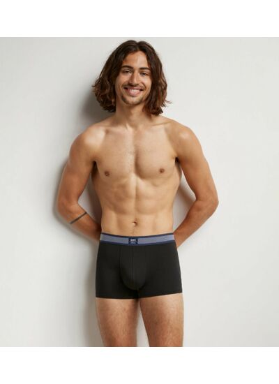 Boxer homme en coton modal à ceinture rayée Noir Dim Smart