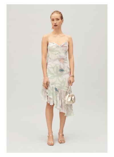 Robe midi imprimée soie