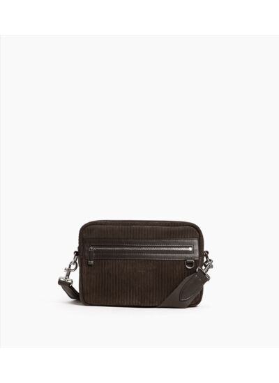 Petite sacoche Emile en cuir côtelé et lisse