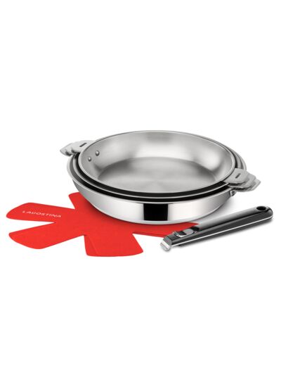 Salvaspazio+ 8-Piece Cookware Set, Lagotherm® Base, 18/10 Stainless Steel