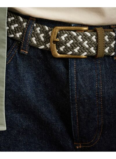 Ceinture tressee kaki & écrue