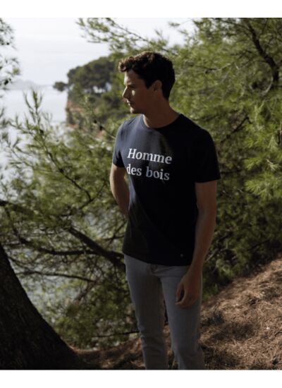 T-shirt col rond bleu marine Homme des bois