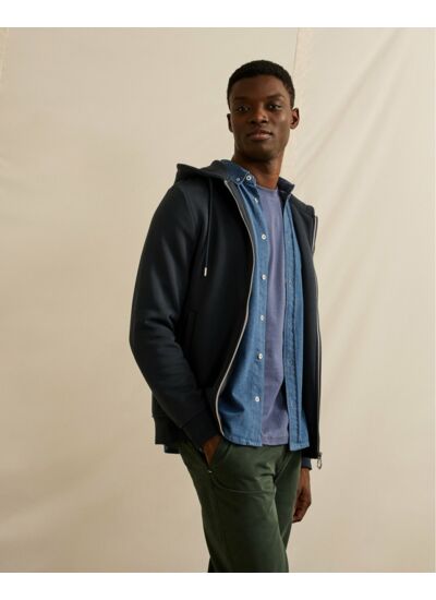 Sweat bleu marine zip tricolore