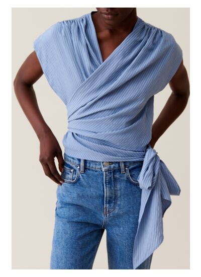 Blouse cache-cœur rayée