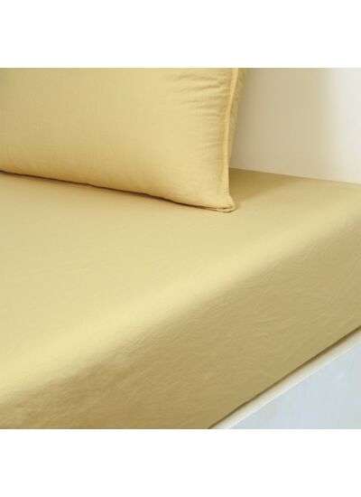 Desforges - Drap housse en satin de coton lavé rose, Palerme