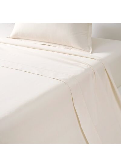 Desforges - Drap plat en percale de coton bleu, Alcove