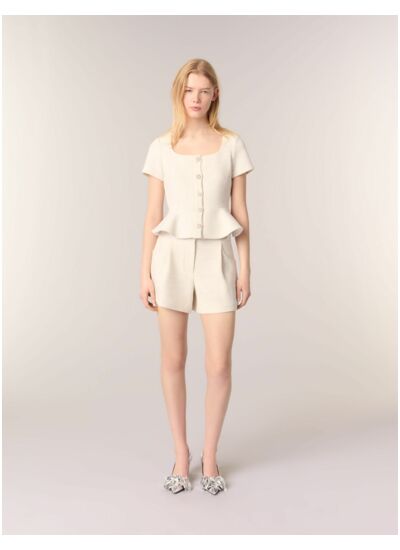 Top peplum en tweed et lurex