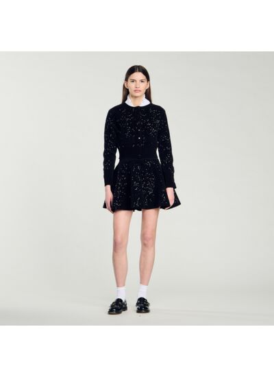 Cardigan en maille velours pailletée