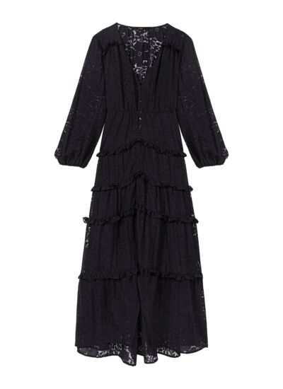 Robe longue volantée à motif