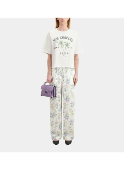 T-Shirt Écru Avec Sérigraphie Surf Club Femme