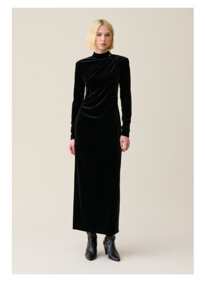 Robe longue cintrée velours noir