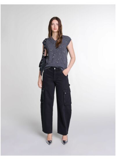 Pull sans manches à sequins