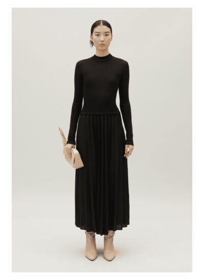 Robe Twist maille plissée noire