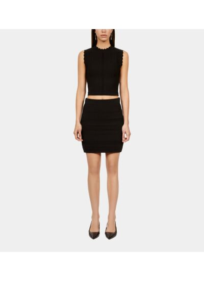Jupe Courte Noire En Maille Femme