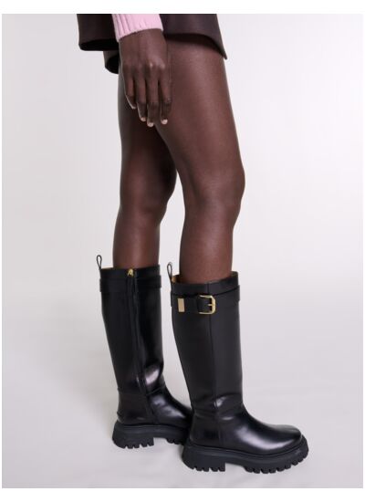 Bottes en cuir à boucle