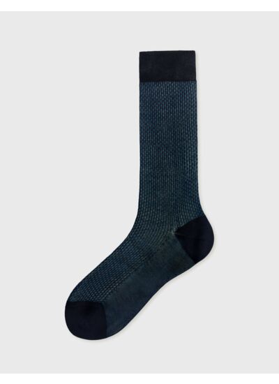 Chaussettes en double fil d´ecosse à motifs damier bleu et marine marine