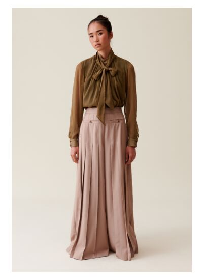 Blouse lavallière carreaux fluide