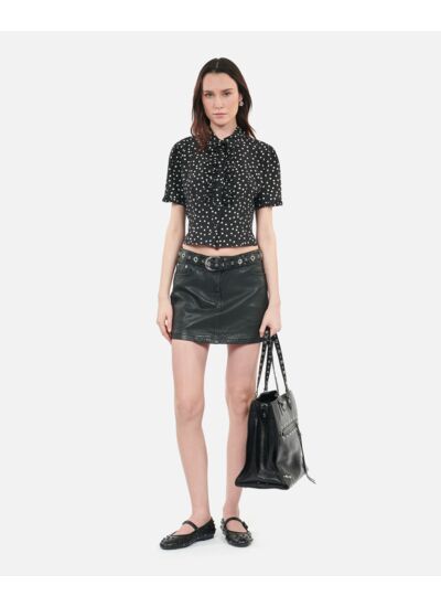 Chemise Noire À Pois Femme